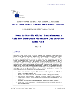 How to Handle Global Imbalances: a Role for European Monetary Cooperation NOTE