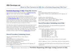 How to Use Cursors in SQL for a Portfolio Reporting VBA