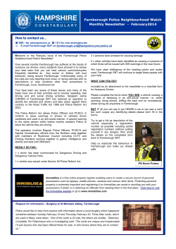 Farnborough Police Neighbourhood Watch Monthly Newsletter  -  February2014