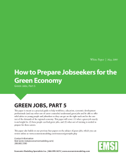 How to Prepare Jobseekers for the Green Economy GREEN JOBS, PART 5