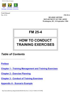 FM 25-4 HOW TO CONDUCT TRAINING EXERCISES Table of Contents