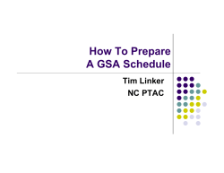 How To Prepare A GSA Schedule Tim Linker NC PTAC