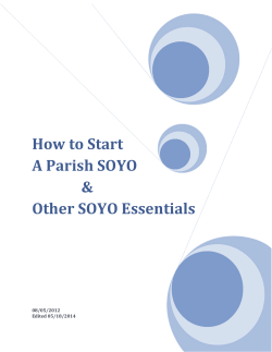 How	to	Start A	Parish	SOYO &amp; Other	SOYO	Essentials
