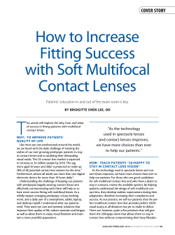T How to Increase fitting Success with Soft Multifocal