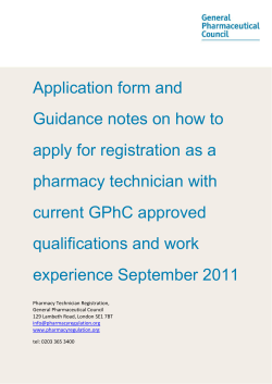 Application form and Guidance notes on how to pharmacy technician with