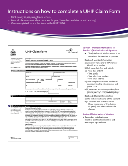 Instructions on how to complete a UHIP Claim Form