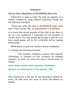 Subsystem How to enter subsystems in SOLARWHIN data entry