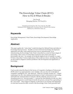 The Knowledge Value Chain (KVC): Keywords