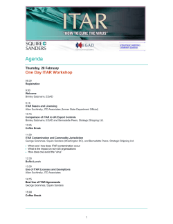 Agenda One Day ITAR Workshop  Thursday, 28 February