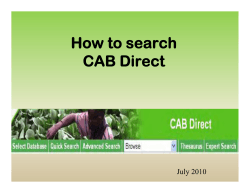How to search CAB Direct July 2010