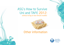 ASG’s How to Survive Uni and TAFE 2012: Other information
