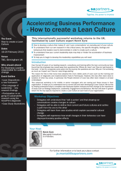 - How to create a Lean Culture Accelerating Business Performance