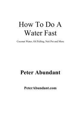 How To Do A Water Fast  Peter Abundant