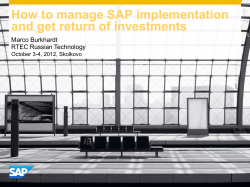 How to manage SAP implementation and get return of investments Marco Burkhardt