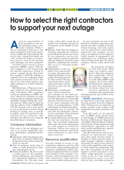 A  How to select the right contractors to support your next outage