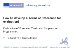How to develop a Terms of Reference for evaluation? Programmes