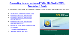 Connecting to a server-based TM in SDL Studio 2009 –