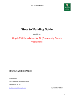 ‘How to’ Funding Guide Lloyds TSB Foundation for NI (Community Grants Programme)