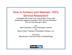 How to Achieve and Maintain 100% Service Absorption!