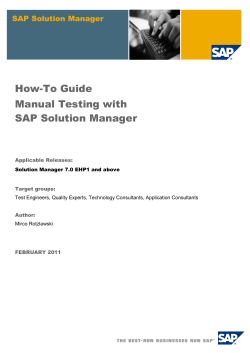 How-To Guide Manual Testing with SAP Solution Manager