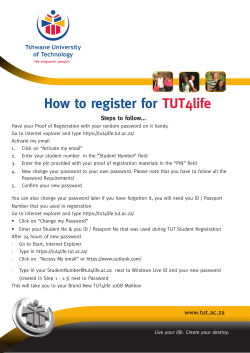 How to register for TUT4life Steps to follow...
