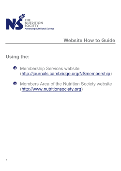 Website How to Guide Using the: Membership Services website
