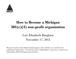 How to Become a Michigan 501(c)(3) non-profit organization Lois Elizabeth Bingham
