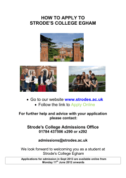 HOW TO APPLY TO STRODE’S COLLEGE EGHAM  Strode's College Admissions Office