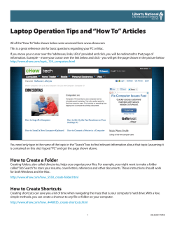 Laptop Operation Tips and “How To” Articles
