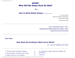 DUDE? Why Did My Essay Suck So Bad? Or…