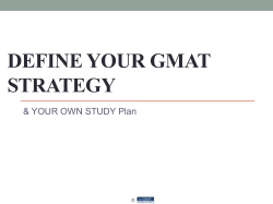 DEFINE YOUR GMAT STRATEGY &amp; YOUR OWN STUDY Plan