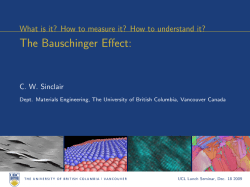 The Bauschinger Effect: C. W. Sinclair