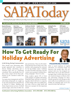SAPAToday V I S I T     U... Advancing the free paper industry by providing resources for success...