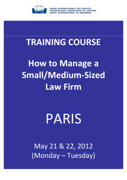 PARIS  TRAINING COURSE  How to Manage a   Small/Medium‐Sized  