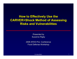 How to Effectively Use the CARVER+Shock Method of Assessing Risks and Vulnerabilities