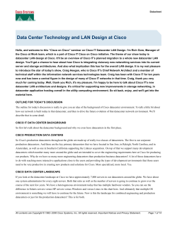 Data Center Technology and LAN Design at Cisco