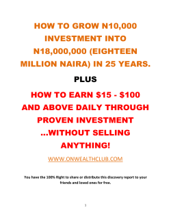 HOW TO GROW N10,000 INVESTMENT INTO N18,000,000 (EIGHTEEN MILLION NAIRA) IN 25 YEARS.