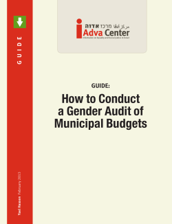 How to Conduct a Gender Audit of Municipal Budgets GUIDE: