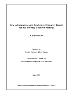 How to Summarize and Synthesize Research Reports A Handbook