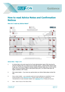 Guidance  How to read Advice Notes and Confirmation Notices