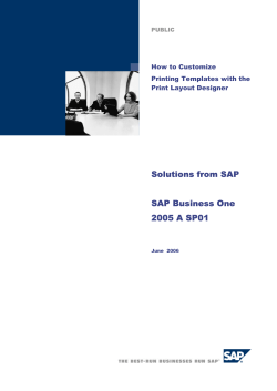 Solutions from SAP SAP Business One 2005 A SP01