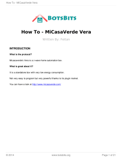 How To - MiCasaVerde Vera Written By: Feitan INTRODUCTION