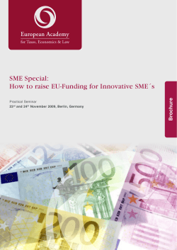 SME Special: How to raise EU-Funding for Innovative SME´s 1 hure