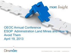 OEOC Annual Conference ESOP  Administration Land Mines and How to