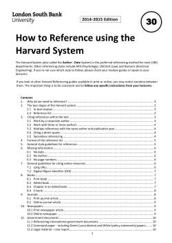 How to Reference using the Harvard System
