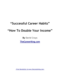 “Successful Career Habits”  “How To Double Your Income” By