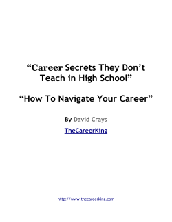 “Career Secrets They Don’t Teach in High School”