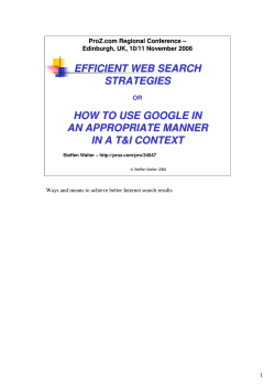 EFFICIENT WEB SEARCH STRATEGIES HOW TO USE GOOGLE IN AN APPROPRIATE MANNER