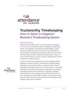 Trustworthy Timekeeping How to Select a Litigation- Resistant Timekeeping System