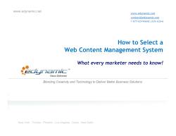 How to Select a Web Content Management System www.edynamic.net